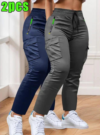 Women’s Two-Piece Drawstring Waist Work Trousers Set