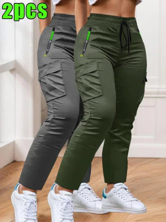 Women’s Two-Piece Drawstring Waist Work Trousers Set