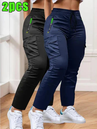 Women’s Two-Piece Drawstring Waist Work Trousers Set