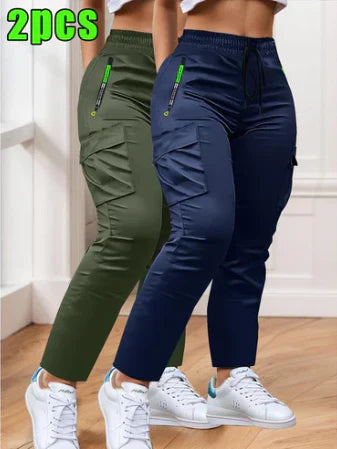 Women’s Two-Piece Drawstring Waist Work Trousers Set