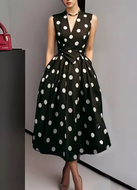 Polka Chic Wrap Midi Dress