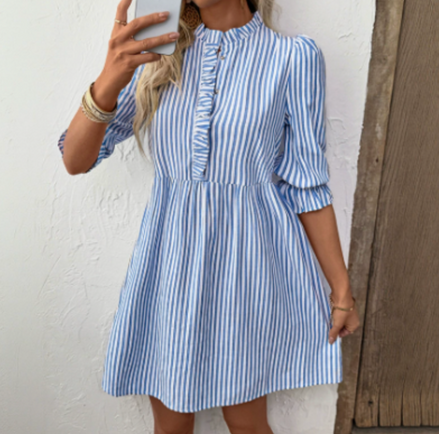 Striped Feminine Casual Dress