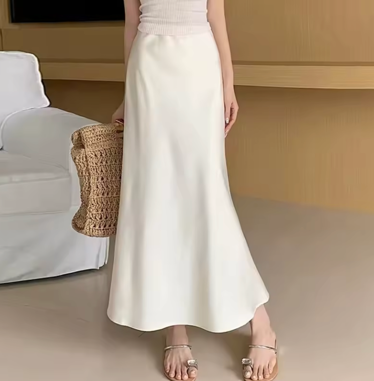 Flow Satin Midi Skirt