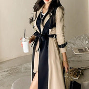 Two-Tone Belted Wrap Trench Coat
