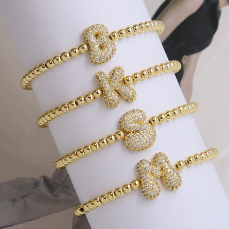 Beaded Bubble Initial Bracelet