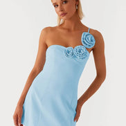 One Shoulder Backless A-Line Mini Dress