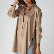 Oversized Lapel Button Shirt Dress