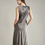 Asymmetrical Cowl Neck Silk Dress
