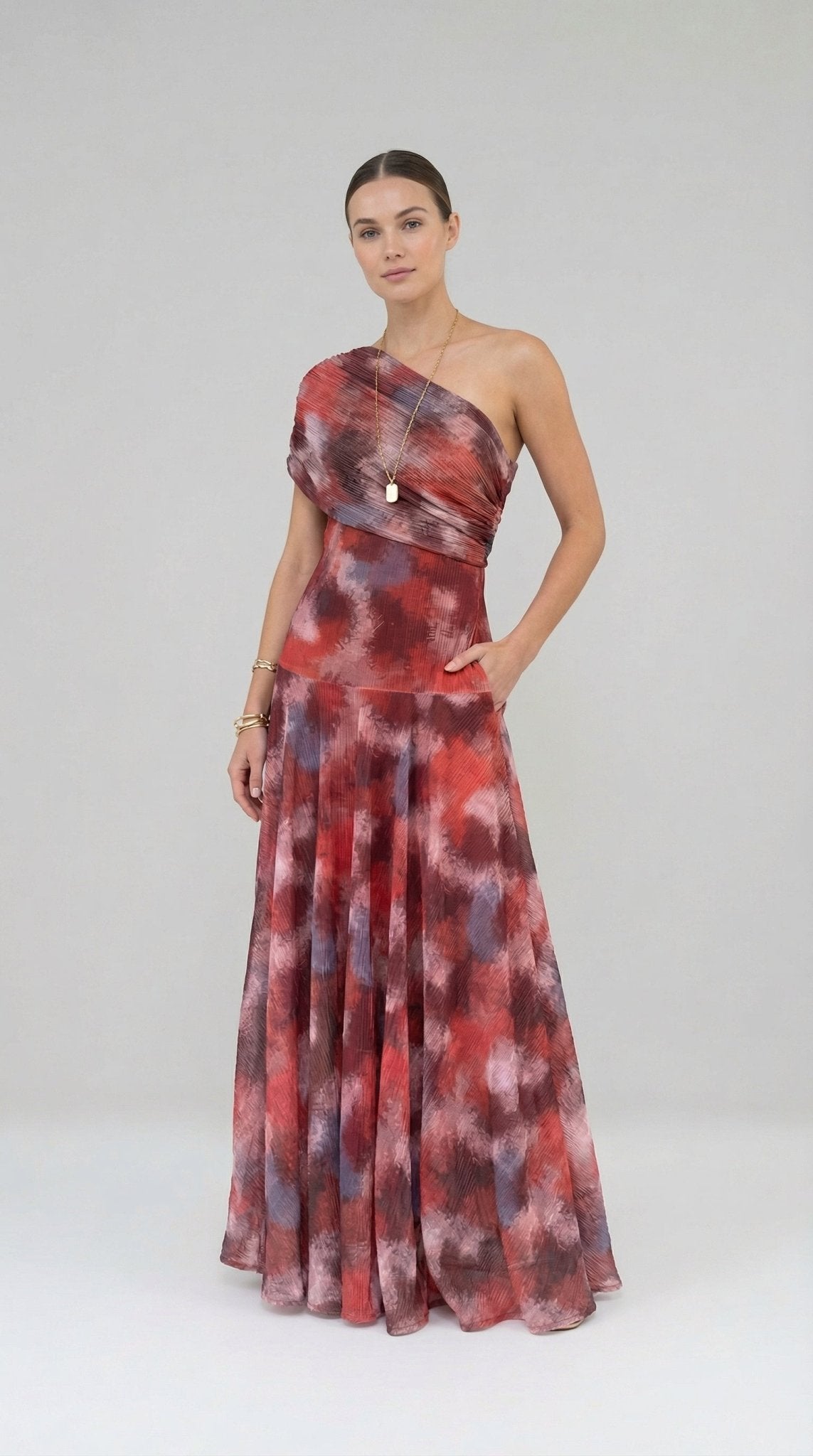 Jessamy One-Shoulder Tie-Dye Maxi Dress