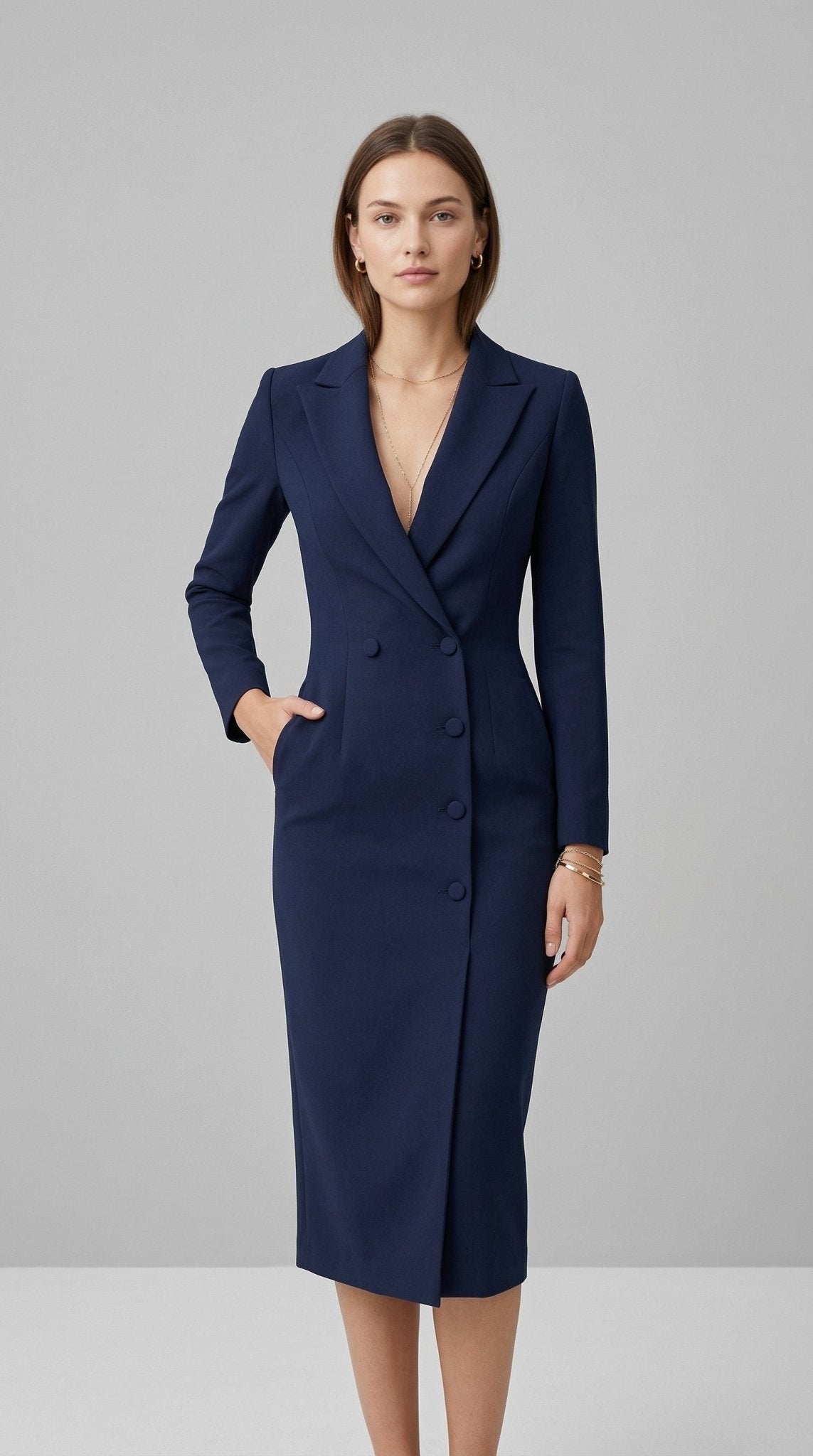 Seleneva Elegant Fitted Midi Dress