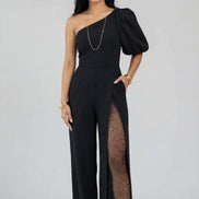 Athenea One-Shoulder Glitter Jumpsuit
