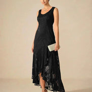 Floral Chiffon Evening Gown – Asymmetrical Hem