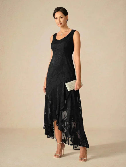 Floral Chiffon Evening Gown – Asymmetrical Hem