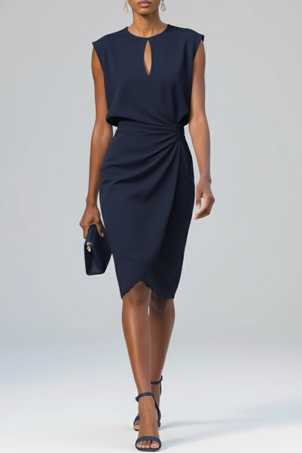 Structured shoulder detail on Éloise midi dress
