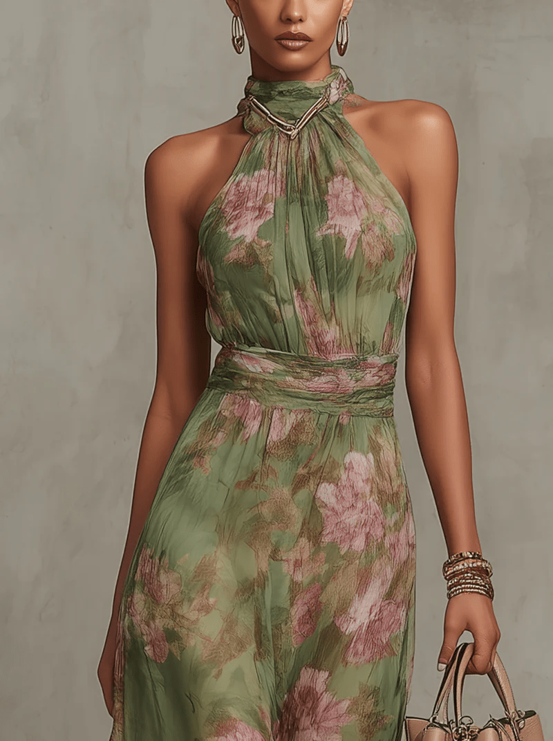 Sophia Floral Maxi Halter Dress