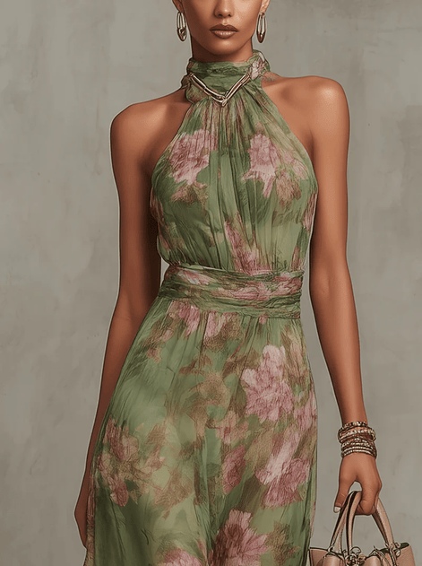 Sophia Floral Maxi Halter Dress