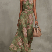 Sophia Floral Maxi Halter Dress