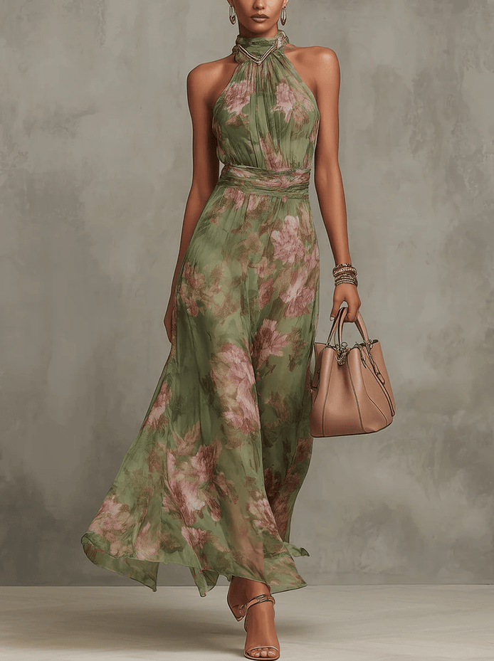 Sophia Floral Maxi Halter Dress