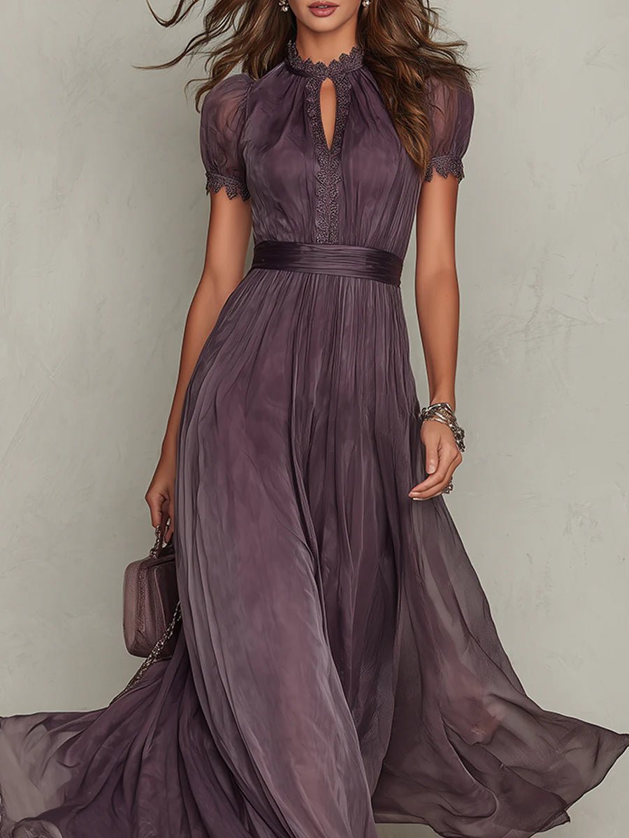 Pippa Chiffon Lace Trim Maxi Dress