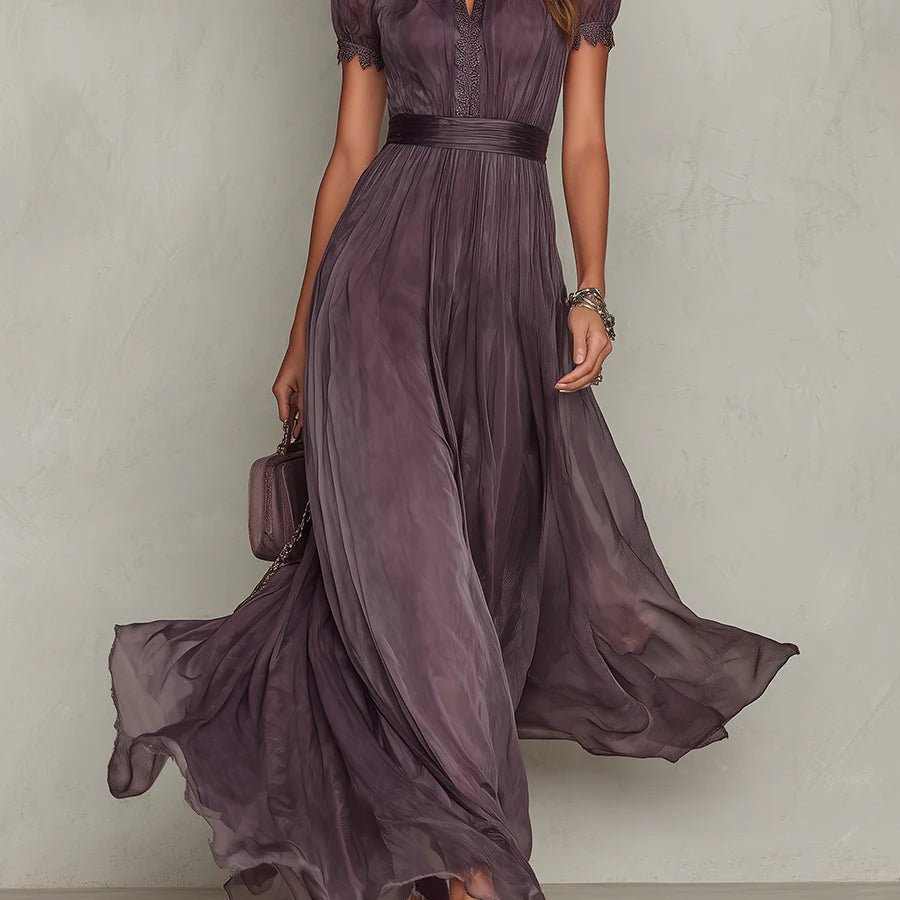 Pippa Chiffon Lace Trim Maxi Dress
