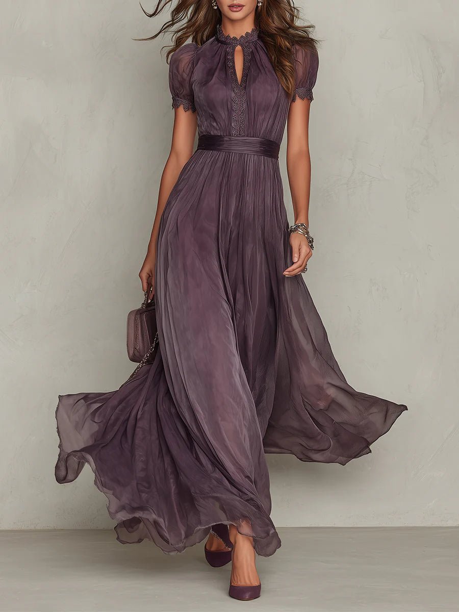 Pippa Chiffon Lace Trim Maxi Dress