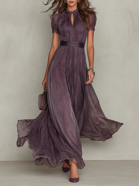 Pippa Chiffon Lace Trim Maxi Dress