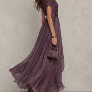 Pippa Chiffon Lace Trim Maxi Dress