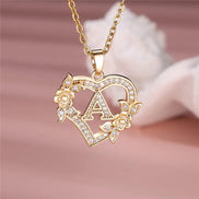 A-Z Flower Heart Necklace