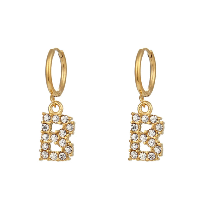 Crystal Letter Hoop Earrings