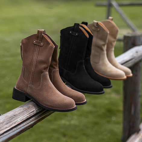 Suede Block Heel Ankle Boots