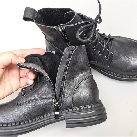 Leather Lace-Up Ankle Boots