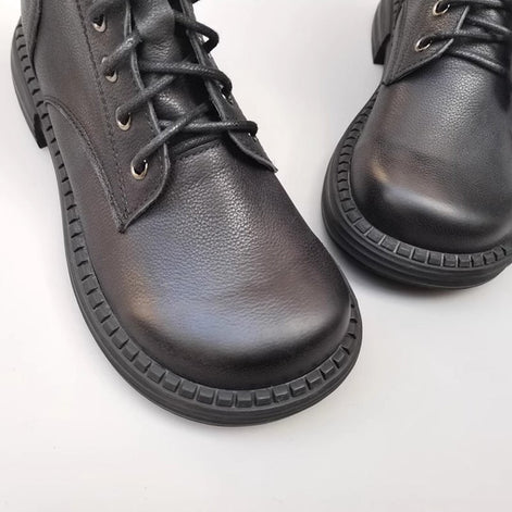 Leather Lace-Up Ankle Boots