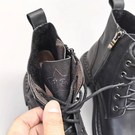 Leather Lace-Up Ankle Boots