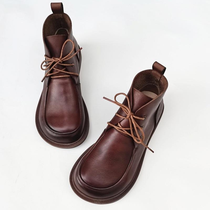 Leather Oxford Ankle Boots
