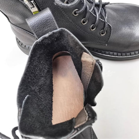Leather Lace-Up Ankle Boots