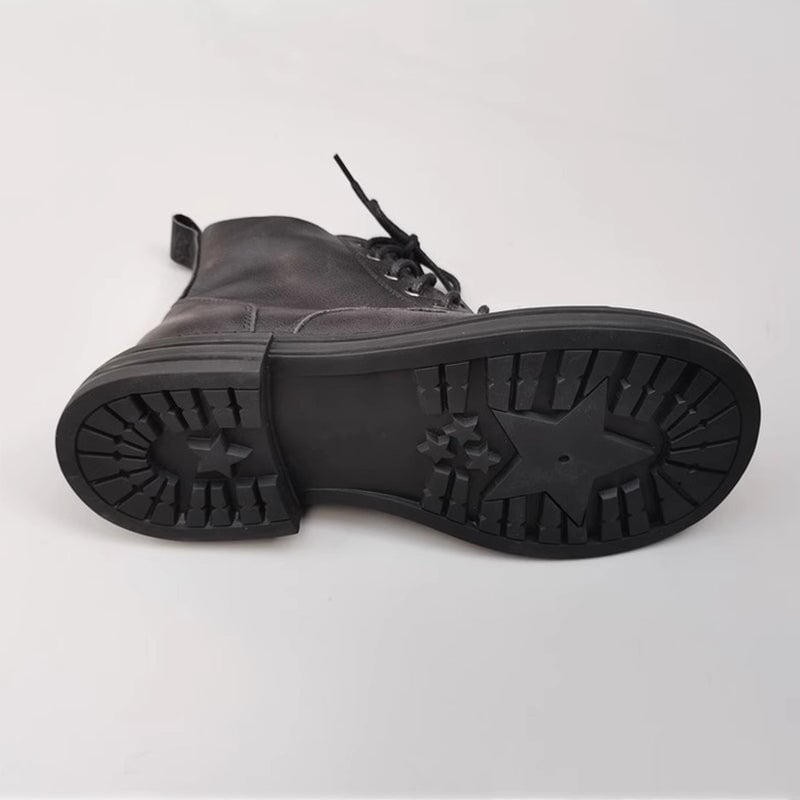 Leather Lace-Up Ankle Boots