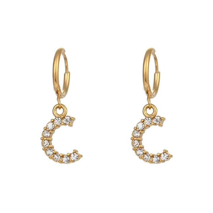 Crystal Letter Hoop Earrings