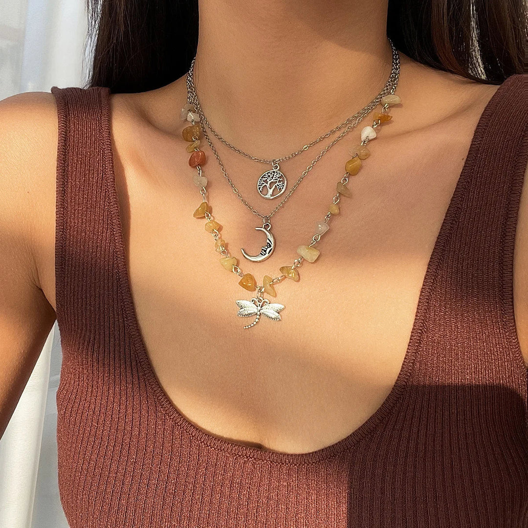 3 PCS Boho Stone Necklace