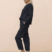 Cotton-Linen Monochrome Two-Piece Set