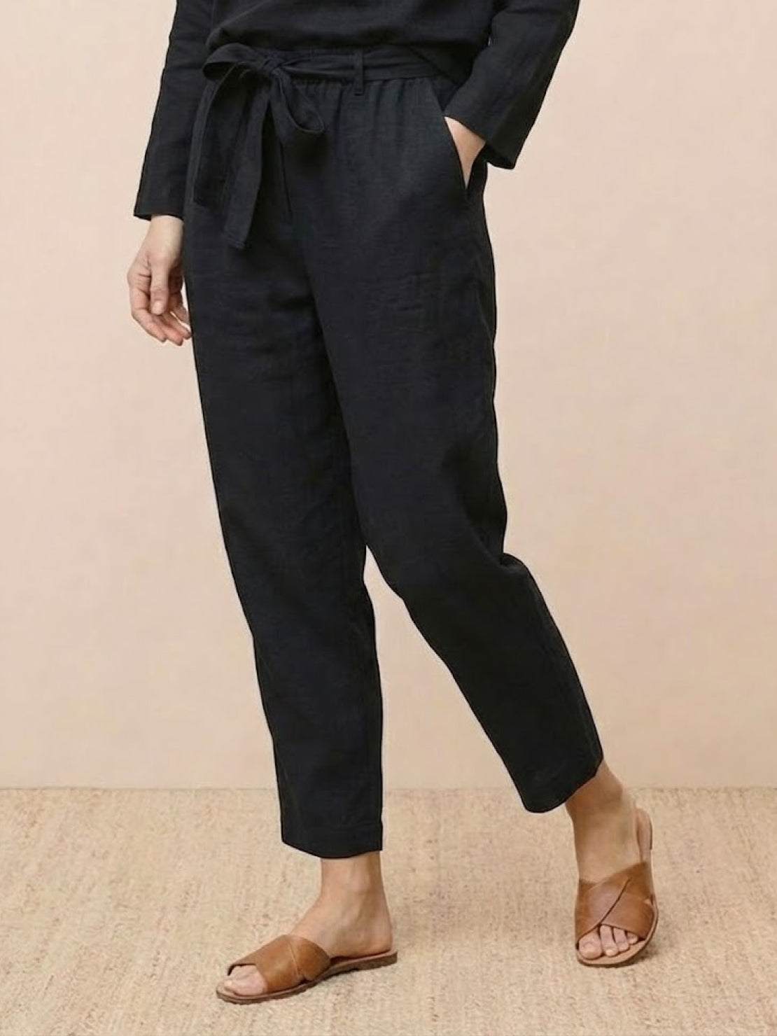 Cotton-Linen Monochrome Two-Piece Set
