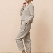 Cotton-Linen Monochrome Two-Piece Set