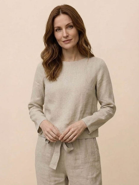 Cotton-Linen Monochrome Two-Piece Set