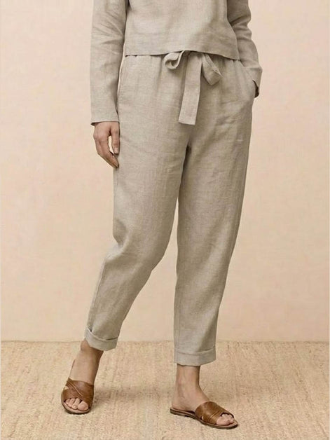 Cotton-Linen Monochrome Two-Piece Set
