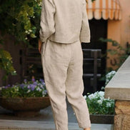 Cotton-Linen Monochrome Two-Piece Set