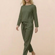 Cotton-Linen Monochrome Two-Piece Set