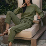 Cotton-Linen Monochrome Two-Piece Set