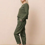 Cotton-Linen Monochrome Two-Piece Set