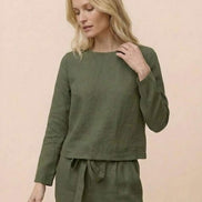Cotton-Linen Monochrome Two-Piece Set