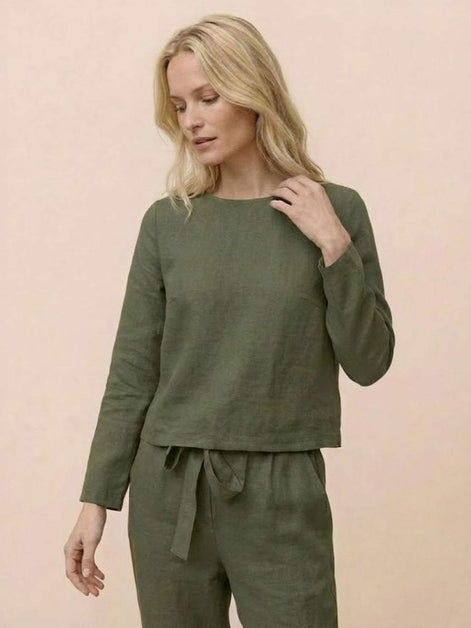 Cotton-Linen Monochrome Two-Piece Set