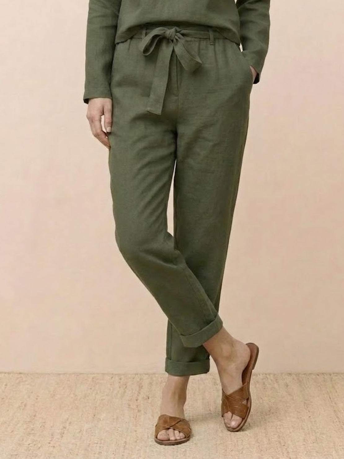 Cotton-Linen Monochrome Two-Piece Set